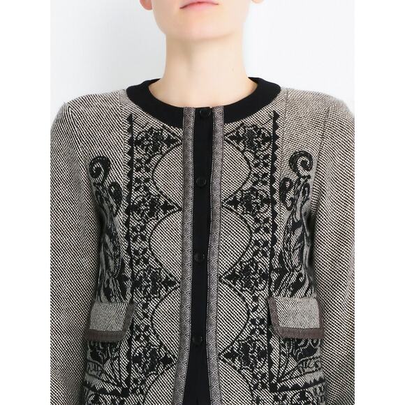 ETRO Women 42 US 6 Milano Jacket Blazer Brown Black Tweed Embroidered NWT $2690 - Picture 4 of 13